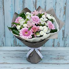Букет цветов из:  Герберы, Альстромерии и Хризантемы в Чашниково