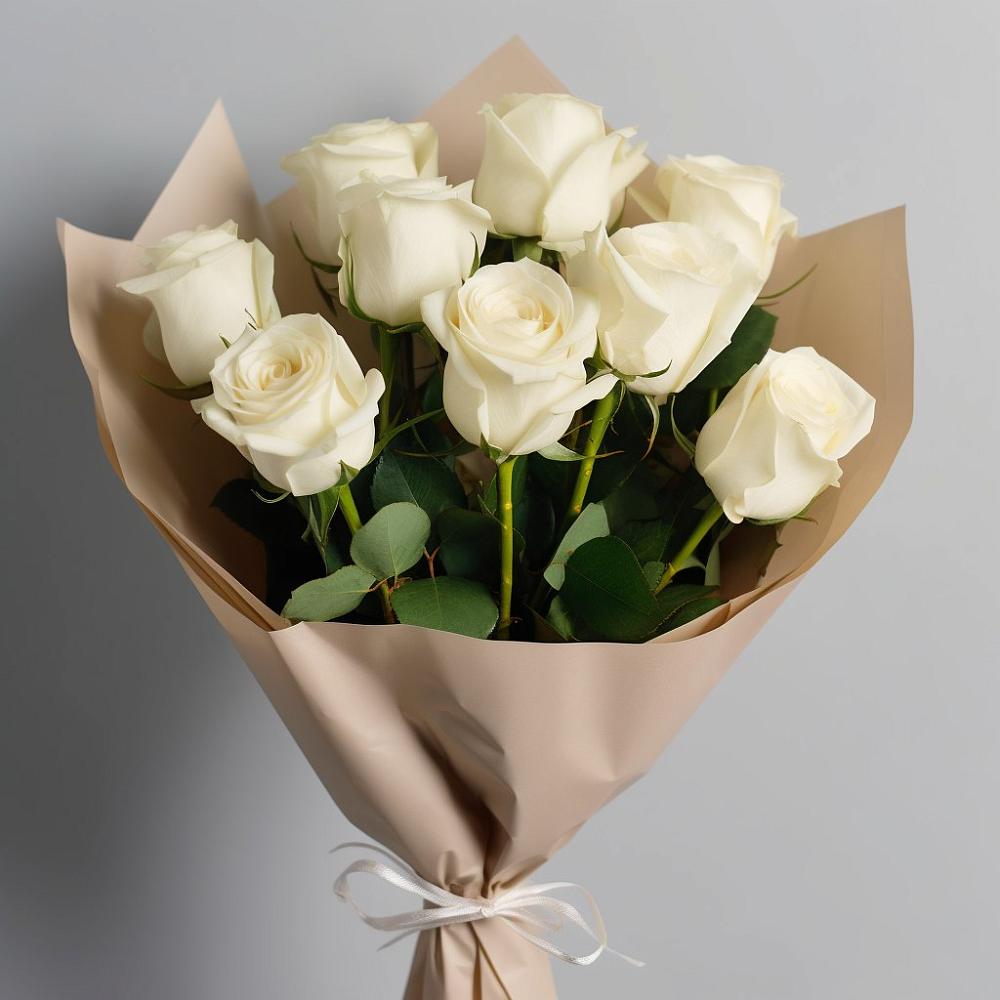 Букет 9 Белых роз Эдлесс Лав в Чашниково