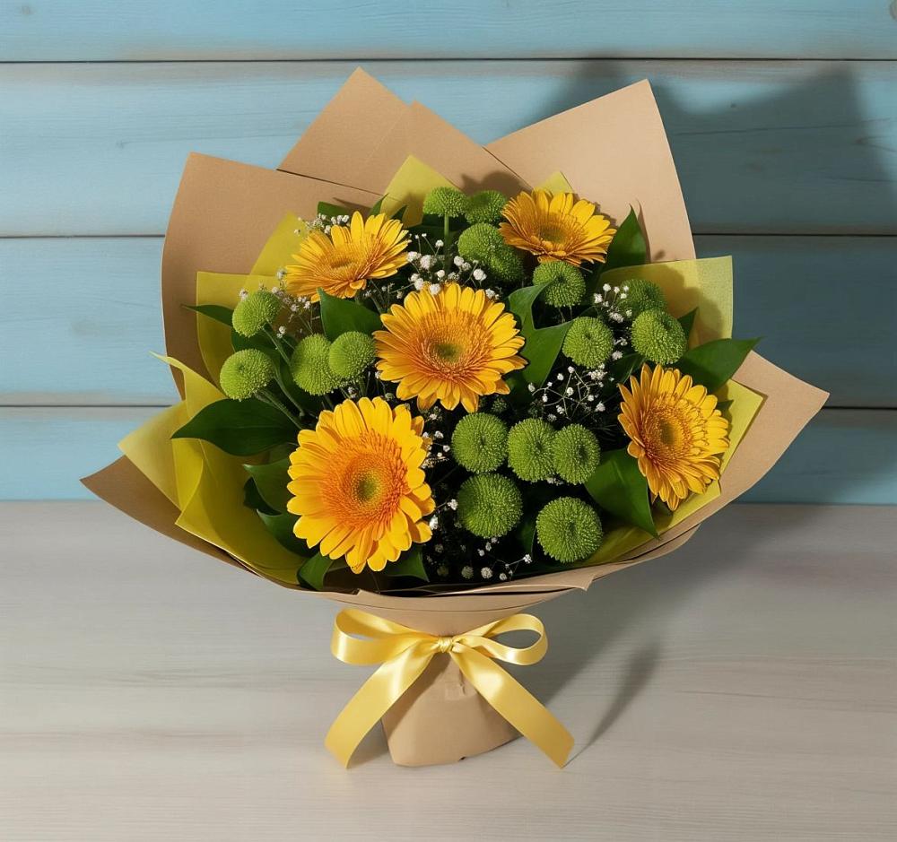 Букет цветов из: Герберы и Хризантемы в Чашниково