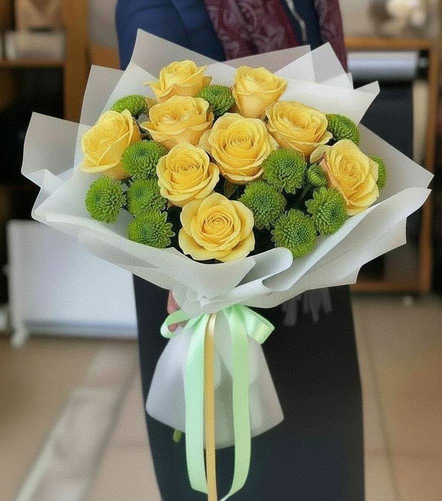 Букет цветов из: Хризантемы и Розы в Чашниково