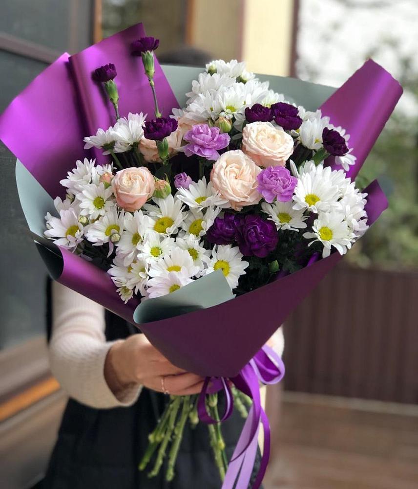 Букет цветов из: Хризантемы, Гвоздики и Розы в Чашниково