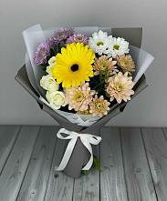 Букет цветов из:  Розы, Герберы и Хризантемы в Чашниково