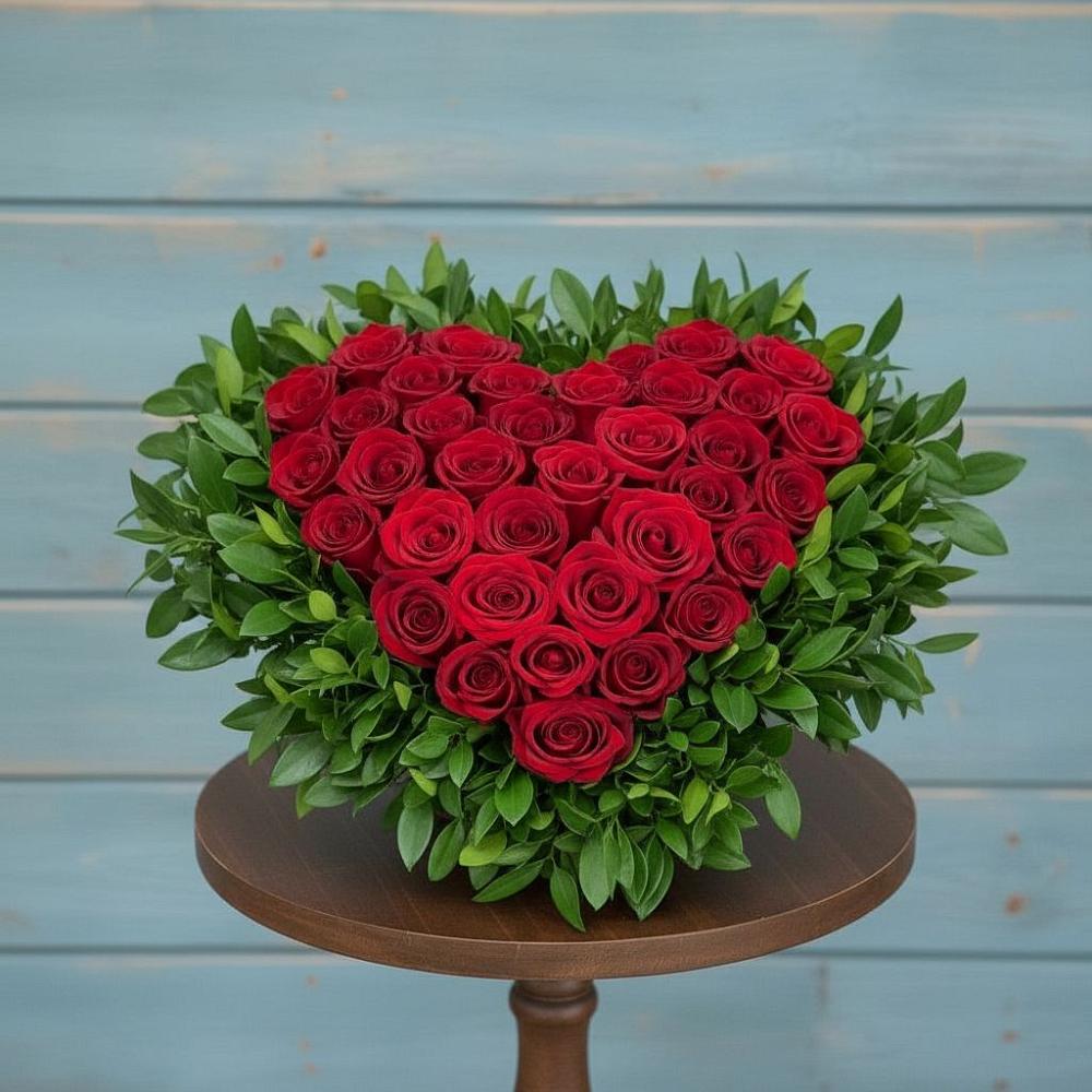 Цветочная композиция из Розы в виде сердца в Чашниково