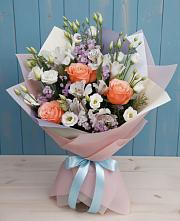 Букет цветов из:  Лизиантусы, Розы, Альстромерии и Гипсофила #REPLACE_PRED# Чашниково