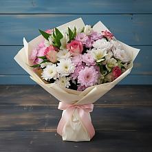 Букет цветов из:  Хризантемы, Альстромерии и Розы в Чашниково