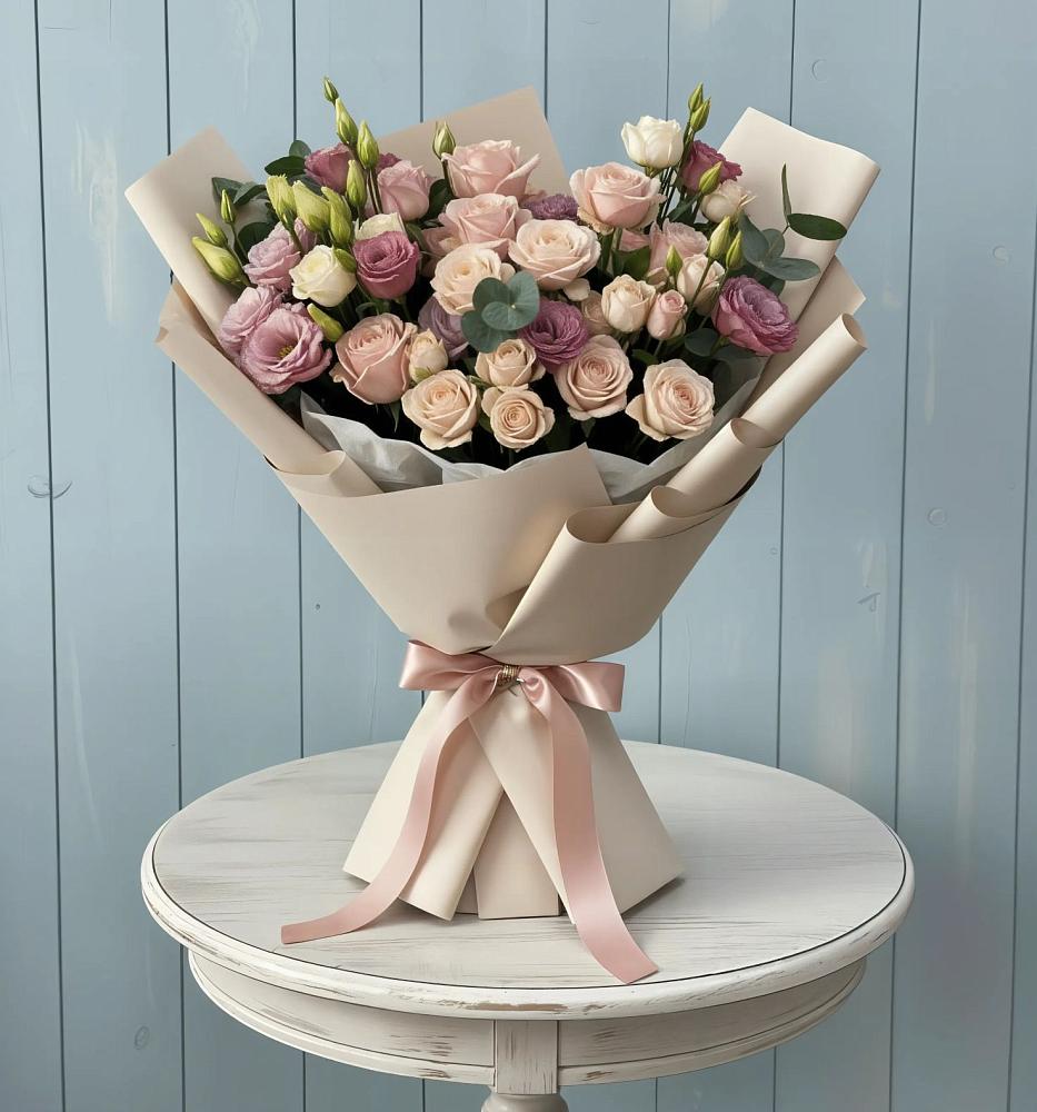 Букет цветов из: Розы и Лизиантусы в Чашниково