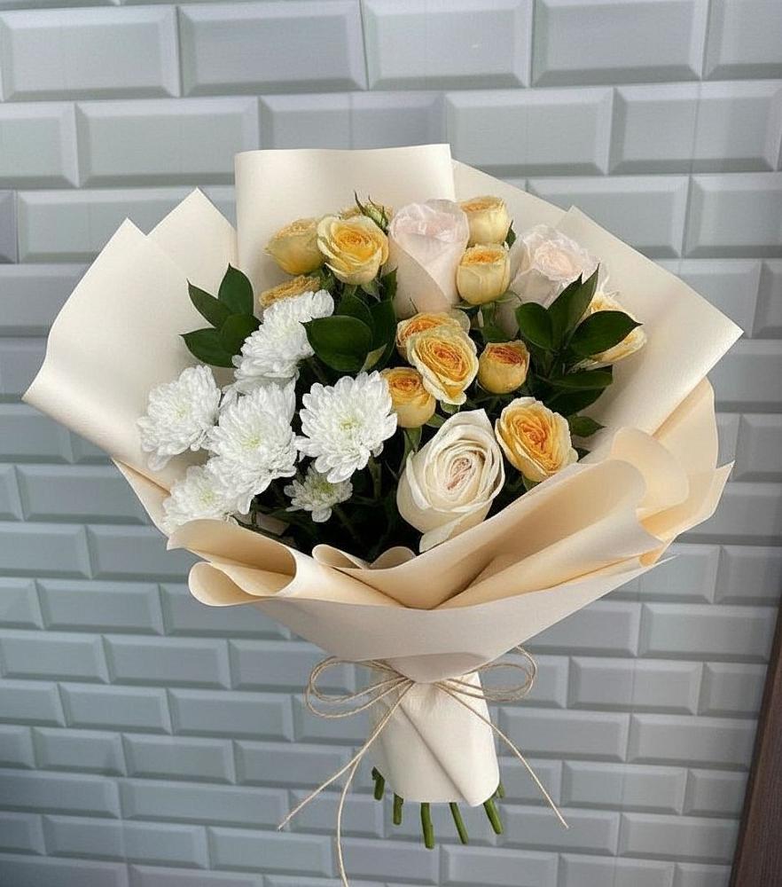 Букет цветов из: Розы и Хризантемы в Чашниково