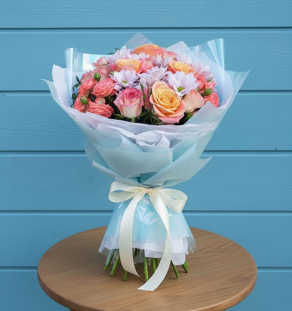 Букет цветов из: Хризантемы и Розы в Чашниково