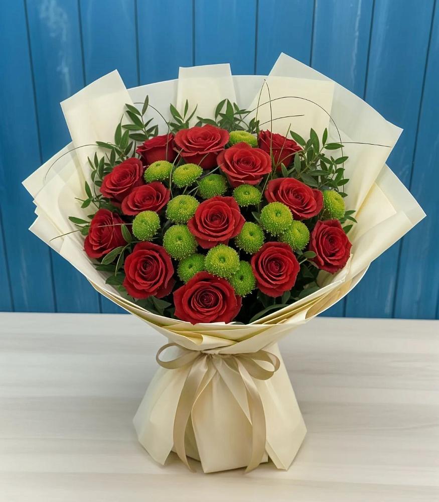 Букет цветов из: Розы и Хризантемы в Чашниково